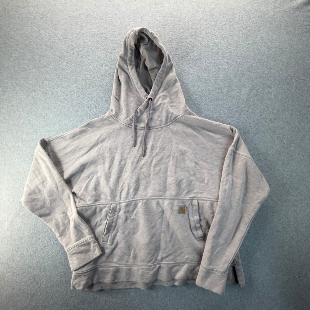Carhartt Girls Relaxed Fit Pullover Hoodie Lavender Purple Size L 12/14 Logo